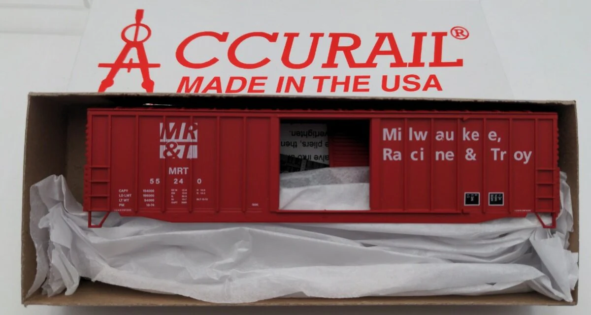 Accurail 84393 HO Scale 50 Ft Boxcar Milwaukee, Racine & Troy Road # 84393 Kit