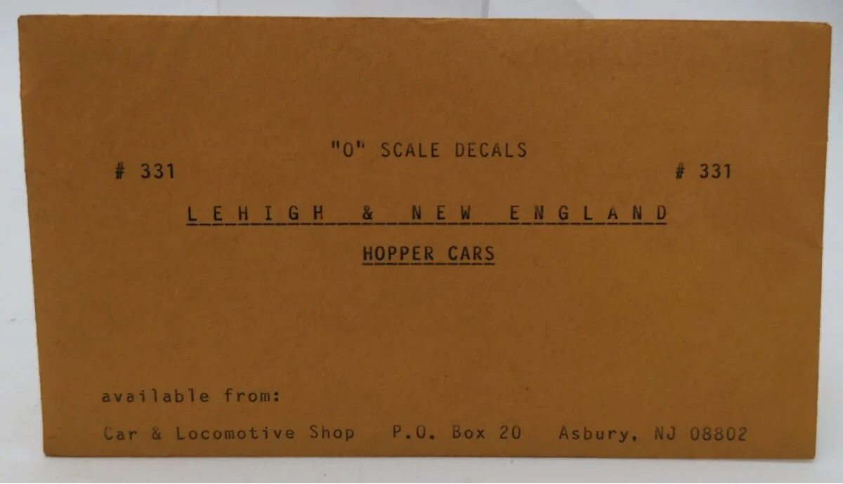 Acme 331 O Scale By Car & Locomotive Shop Lehigh & New England Hopper Cars Decal