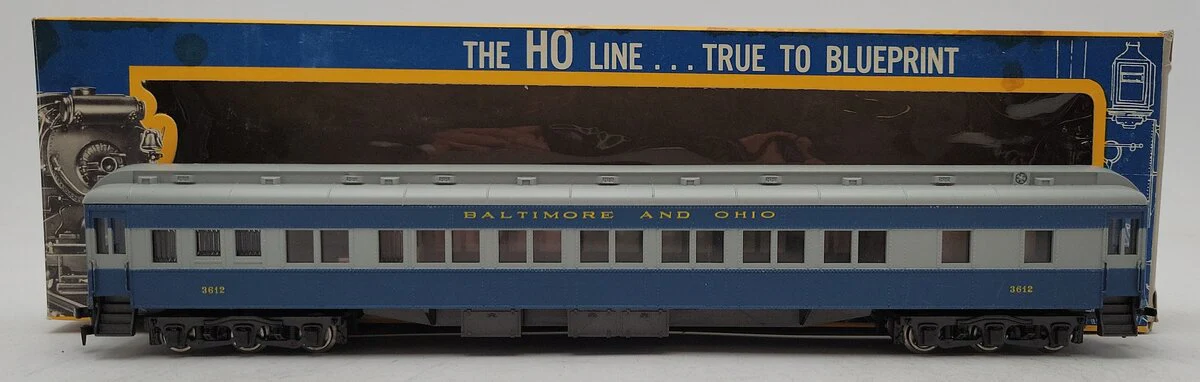 Ahm 6310 HO Scale Baltimore & Ohio Pullman Passenger Car w/Lights #3612 EX/Box