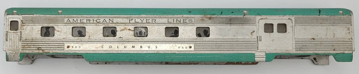 American Flyer 11789 S Scale Silver and Green Painted Columbus Combine Car Shell - Image 2