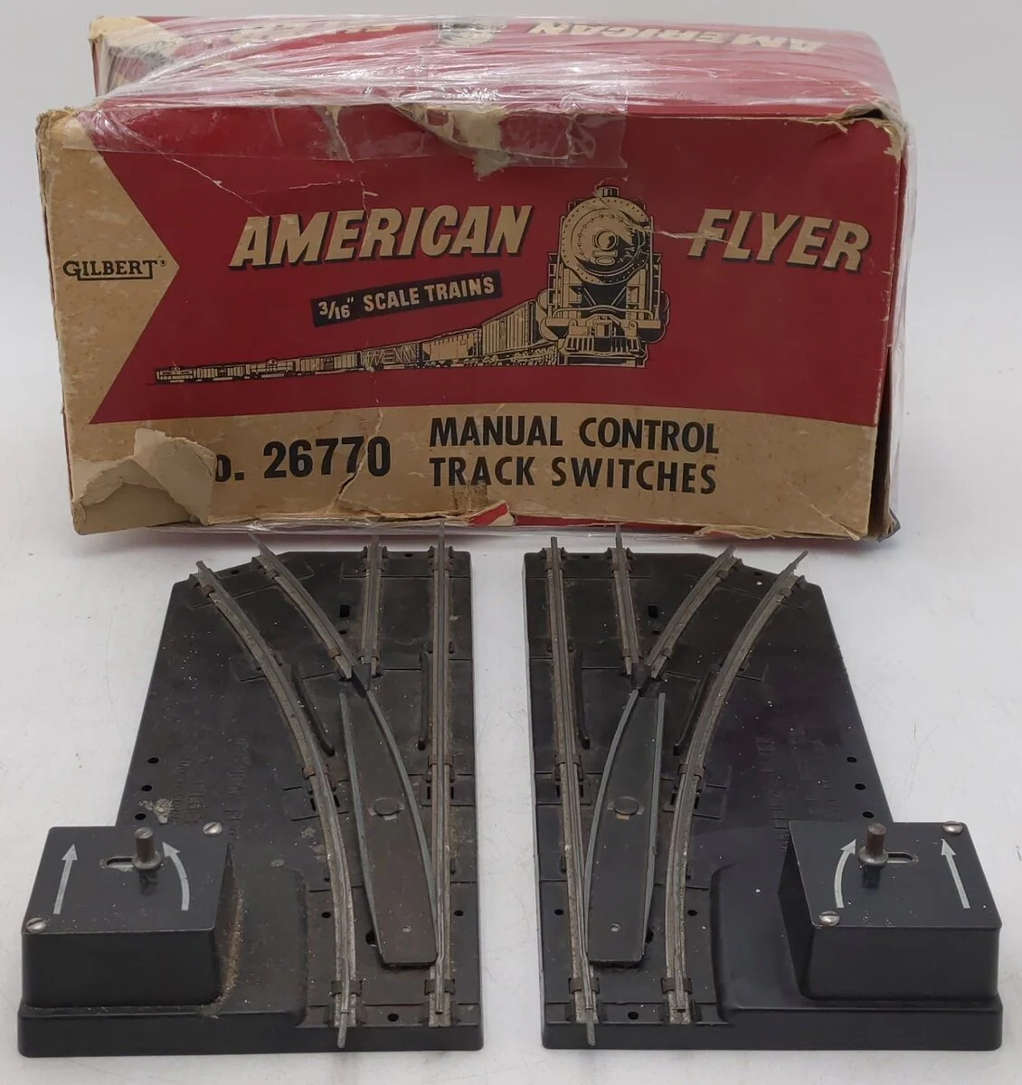 American Flyer 26770 Vintage S Manual Control Track Switches (Pair) VG/Box