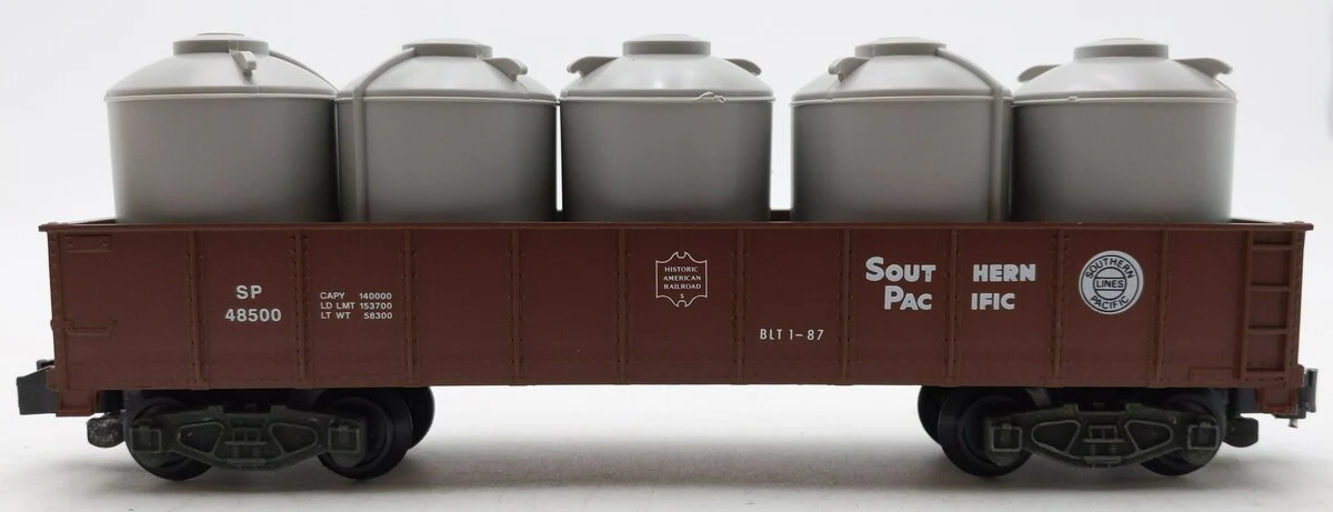 American Flyer 6-48500 S Gauge Southern Pacific Gondola w/Gray Canisters #48500 LN/Box - Image 3