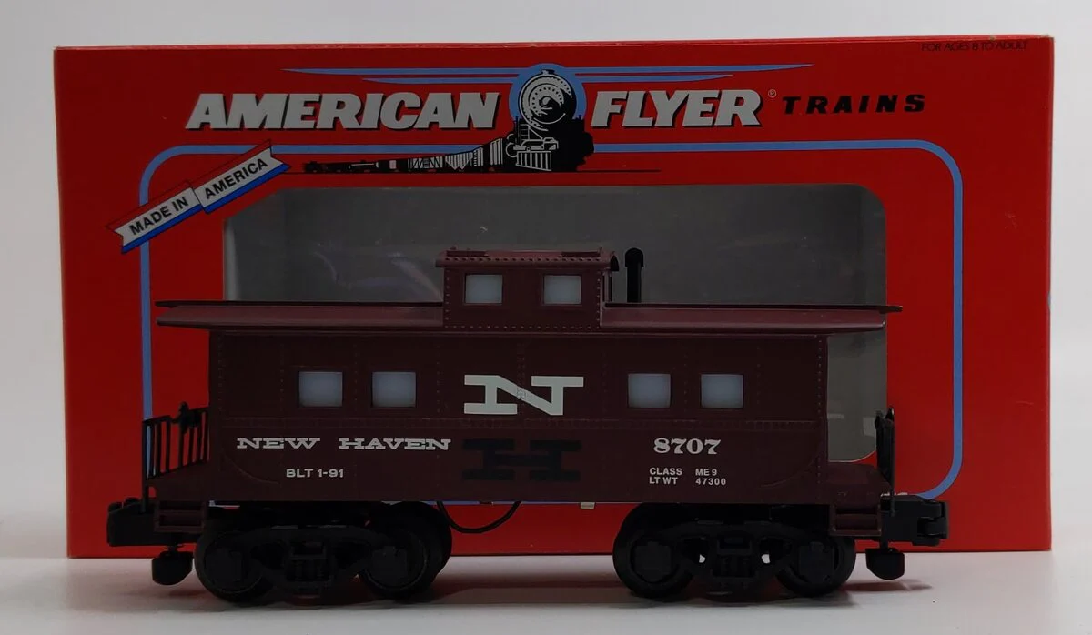 American Flyer 6-48707 S Gauge New Haven Lighted Square Window Caboose #8707 LN/Box