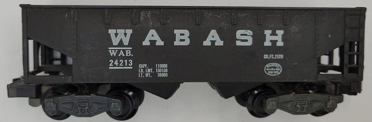 American Flyer PA-12D155 Wabash Hopper Car w/ Operating Coupler Trucks