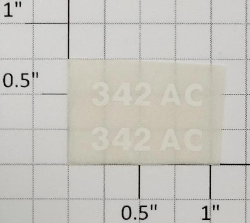 American Flyer TRS342ACW White Lettering Dry Transfer Decal #342 AC (Set of 2)