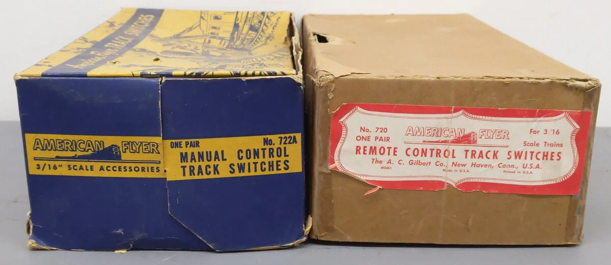American Flyer Vintage S Postwar Left & Right Switches #720 & 722A [4] VG/Box - Image 4