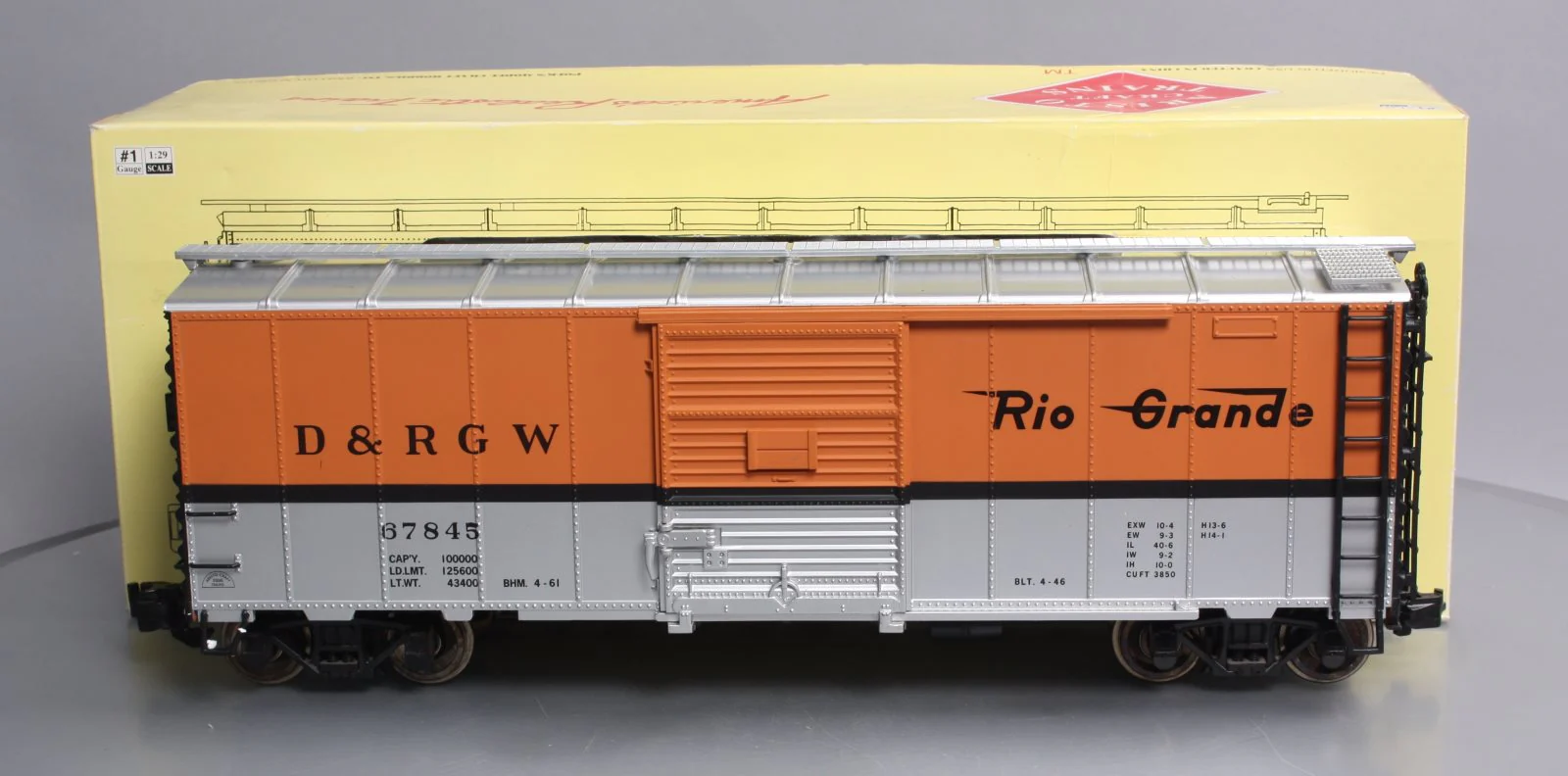Aristo-Craft 46002 Rio Grande Boxcar w/Plastic Wheels #67845 EX/Box