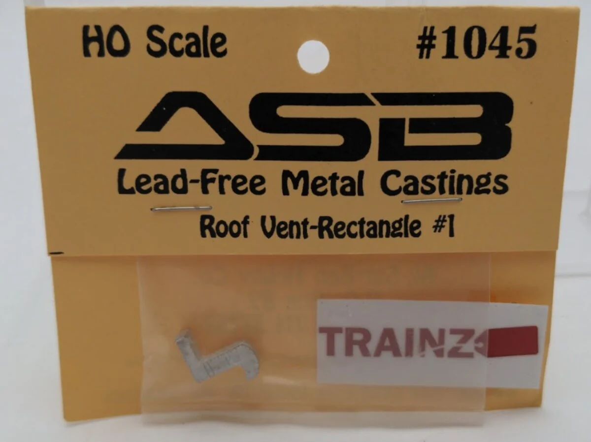ASB Hobby Co. 1045 HO Roof Vent Rectangle # 1 Unpainted Lead Free Metal Castings