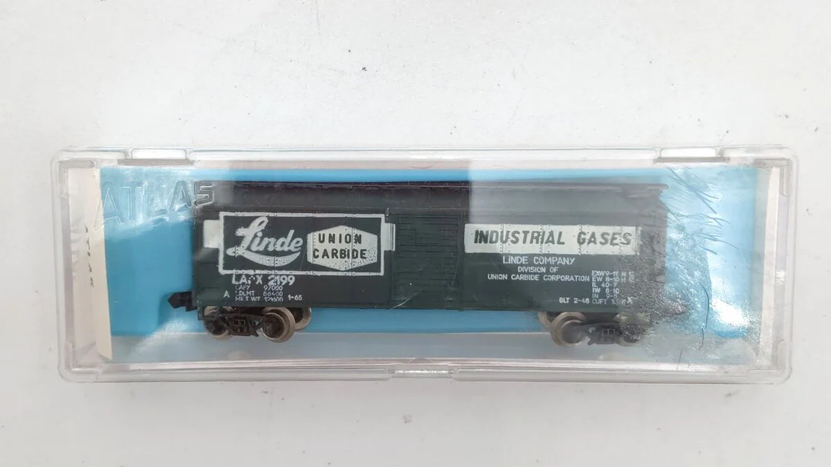 Atlas 2387 N Scale Linde Steel Box Car #2199 EX/Box