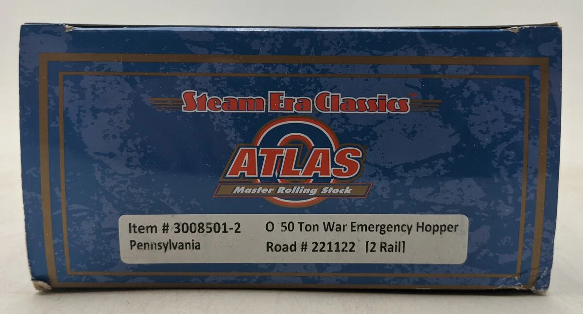 Atlas 3008501-2 O Pennsylvania Railroad 50-Ton War Hopper #221122 (2-Rail) NIB - Image 3