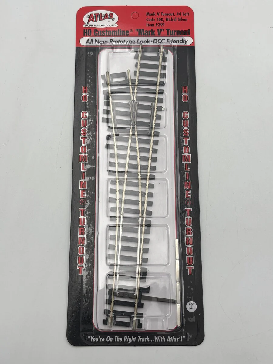 Atlas 391 HO Mark V Turnout, #4 Let Code 100, Nickel Silver
