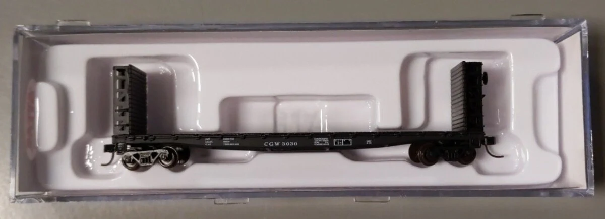 Atlas 50005797 N Chicago Great Western RTR 48' GSI Bulkhead Flat Car #3030 LN/Box
