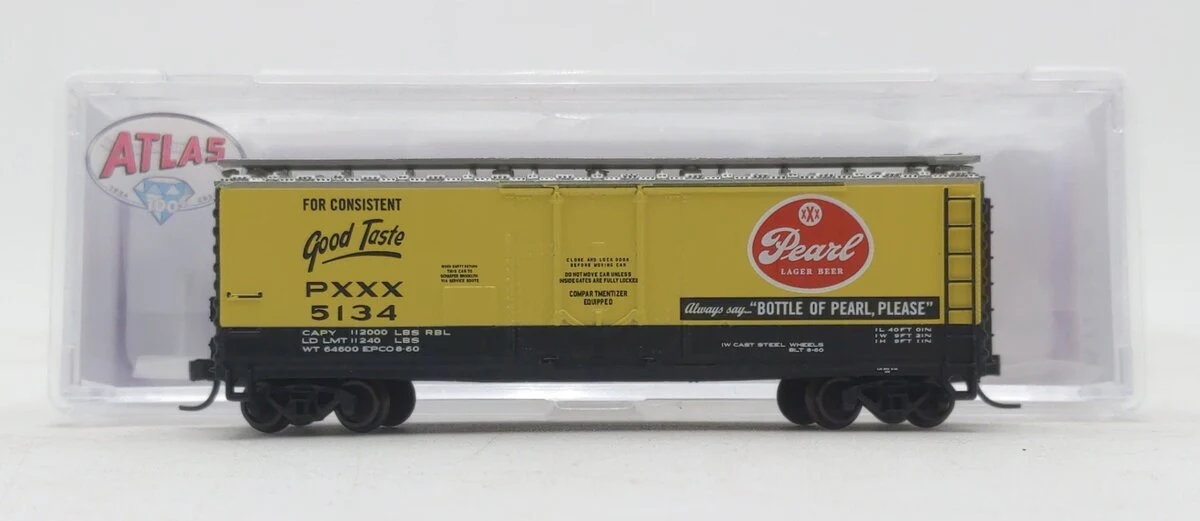 Atlas 50006496 N Pearl Lager Trainman 40' Plug Door Box Car #5134 LN/Box
