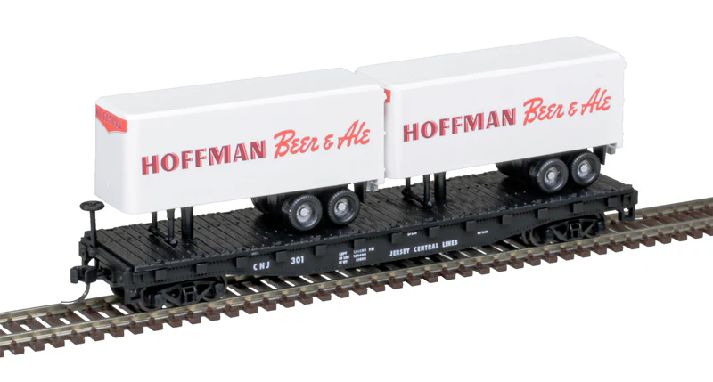 Atlas 50006508 N Hoffman/CNJ Trainman Flat Car with Two Trailers #307