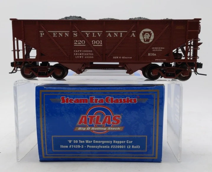 Atlas 7429-3 O Pennsylvania Railroad 50-Ton War Hopper Car #220901 (2-Rail) LN/Box