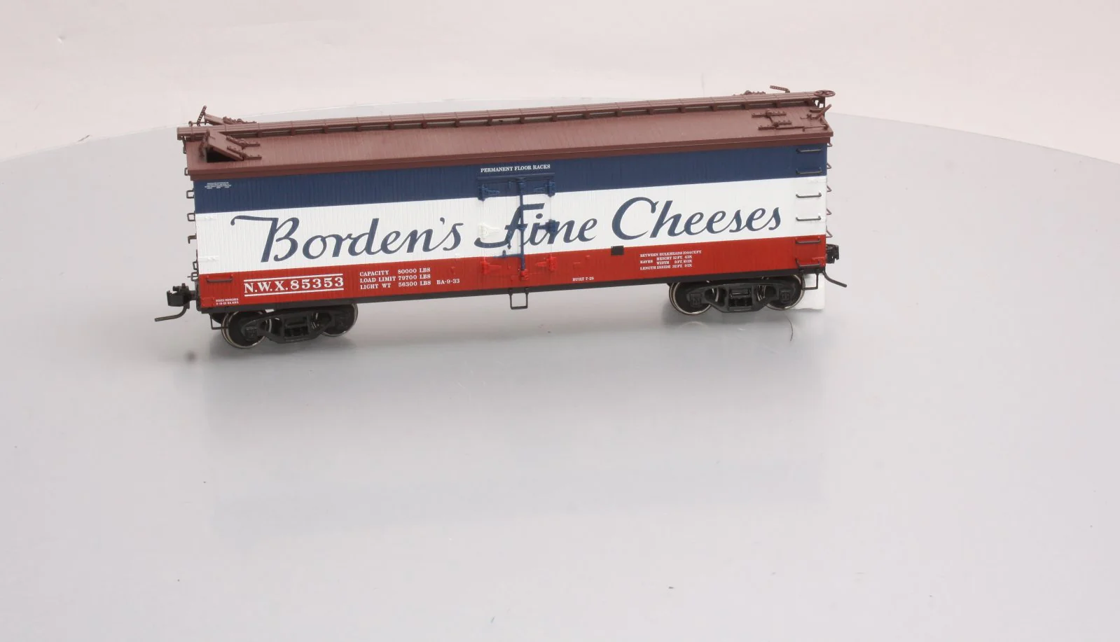 Atlas 7704-2 O Borden's Fine Cheese 40' Woodside Reefer Car #85353 (2-Rail) NIB - Image 6