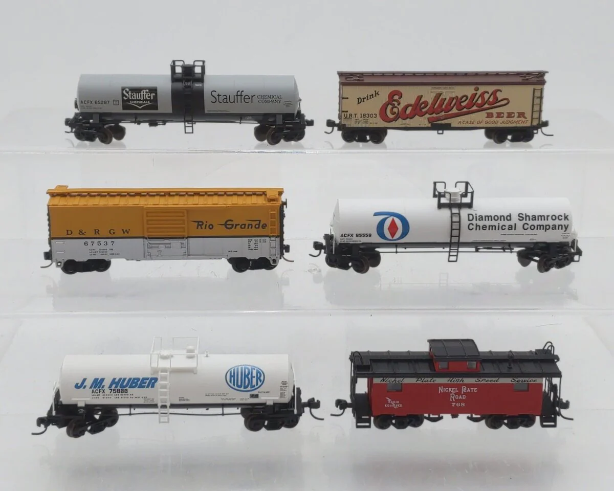 Atlas N Scale Assorted Freight Cars: 85558, 75888, 768, 85287, 18303, 67537 [6] EX