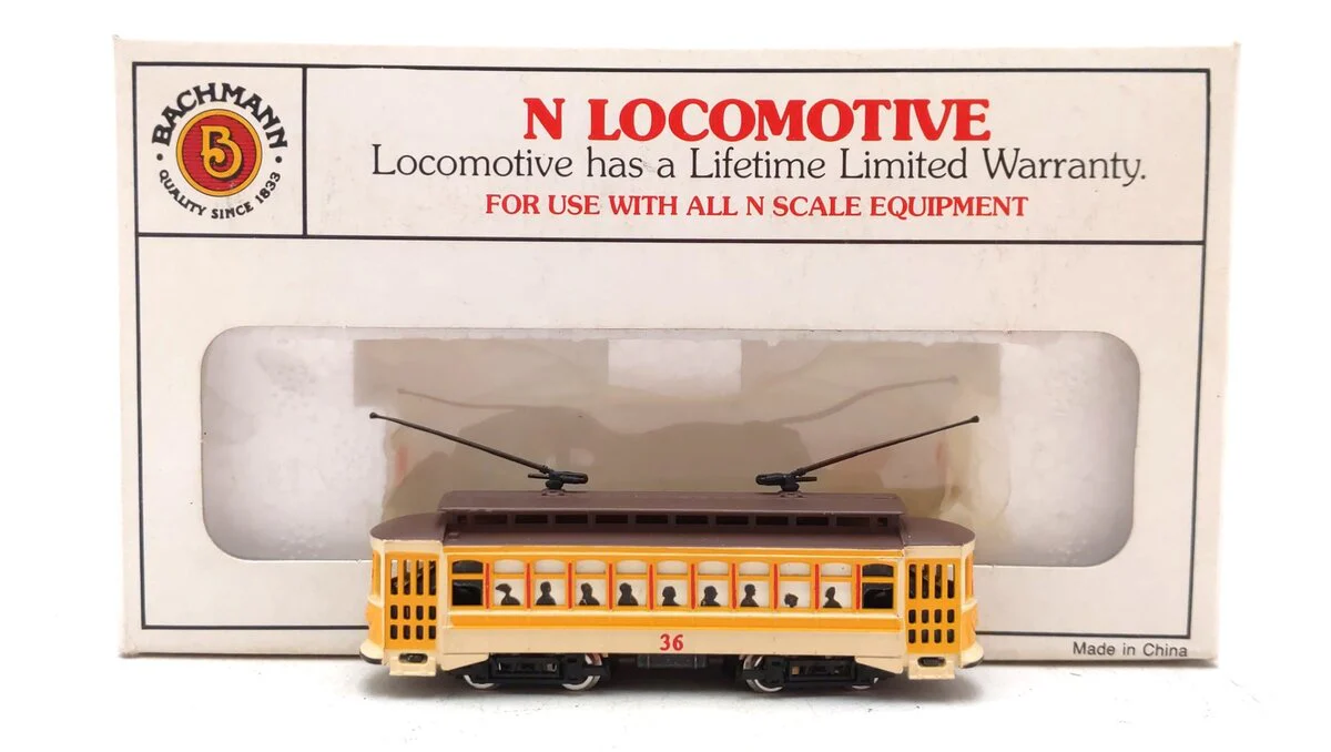 Bachmann 61098 N Scale Yellow Brill Market Street Trolley #36 NIB