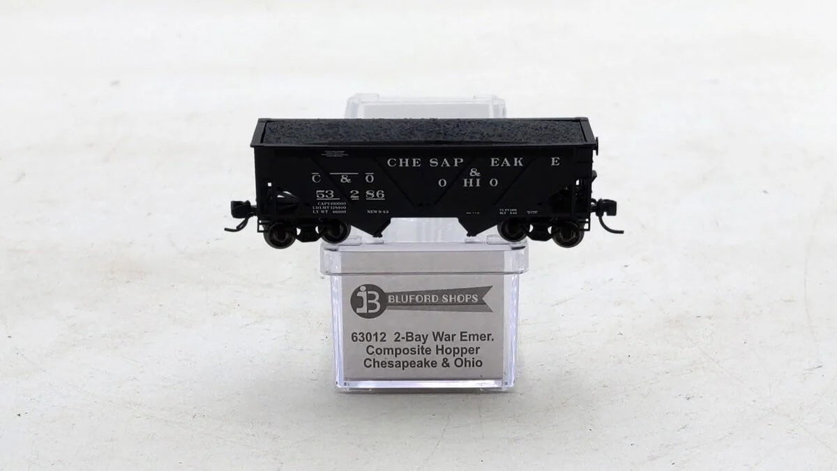 Bluford Shops 63012 N Scale C&O 2-Bay War Emergency Composite Hopper #53286 NIB
