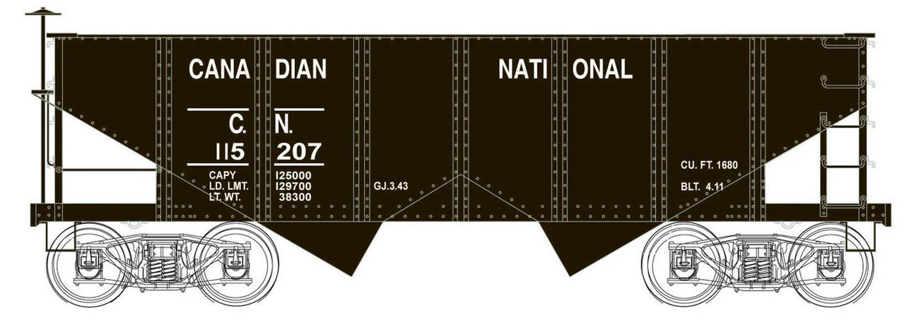 Bowser 41138 HO Canadian National PRR Class GLa 2-Bay Open Hopper #115307 LN/Box