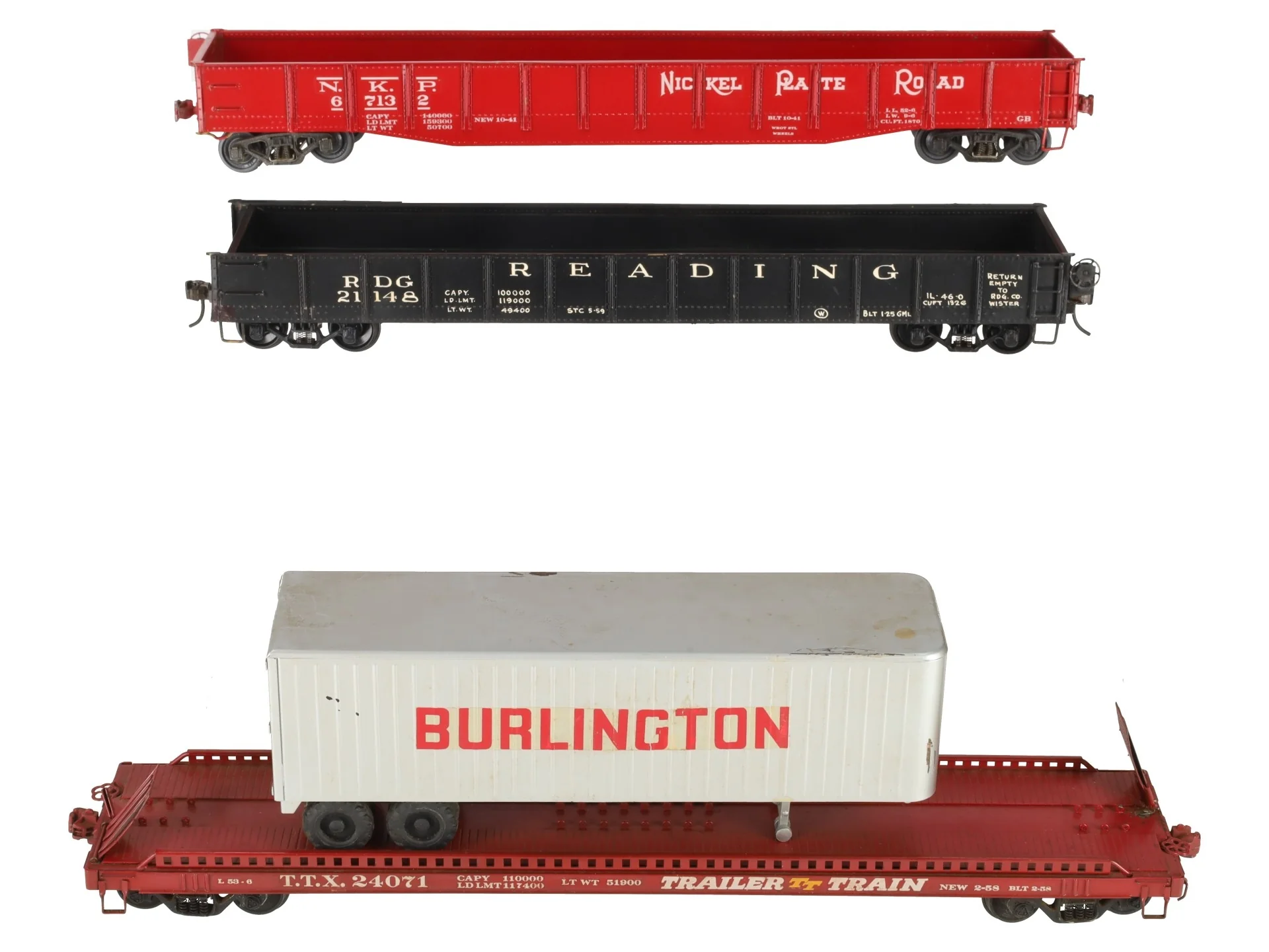 BRASS O 2-Rail Assorted BRASS Freight & PiggyBack Trailer #24071/21148/67132 [4] EX - Image 2