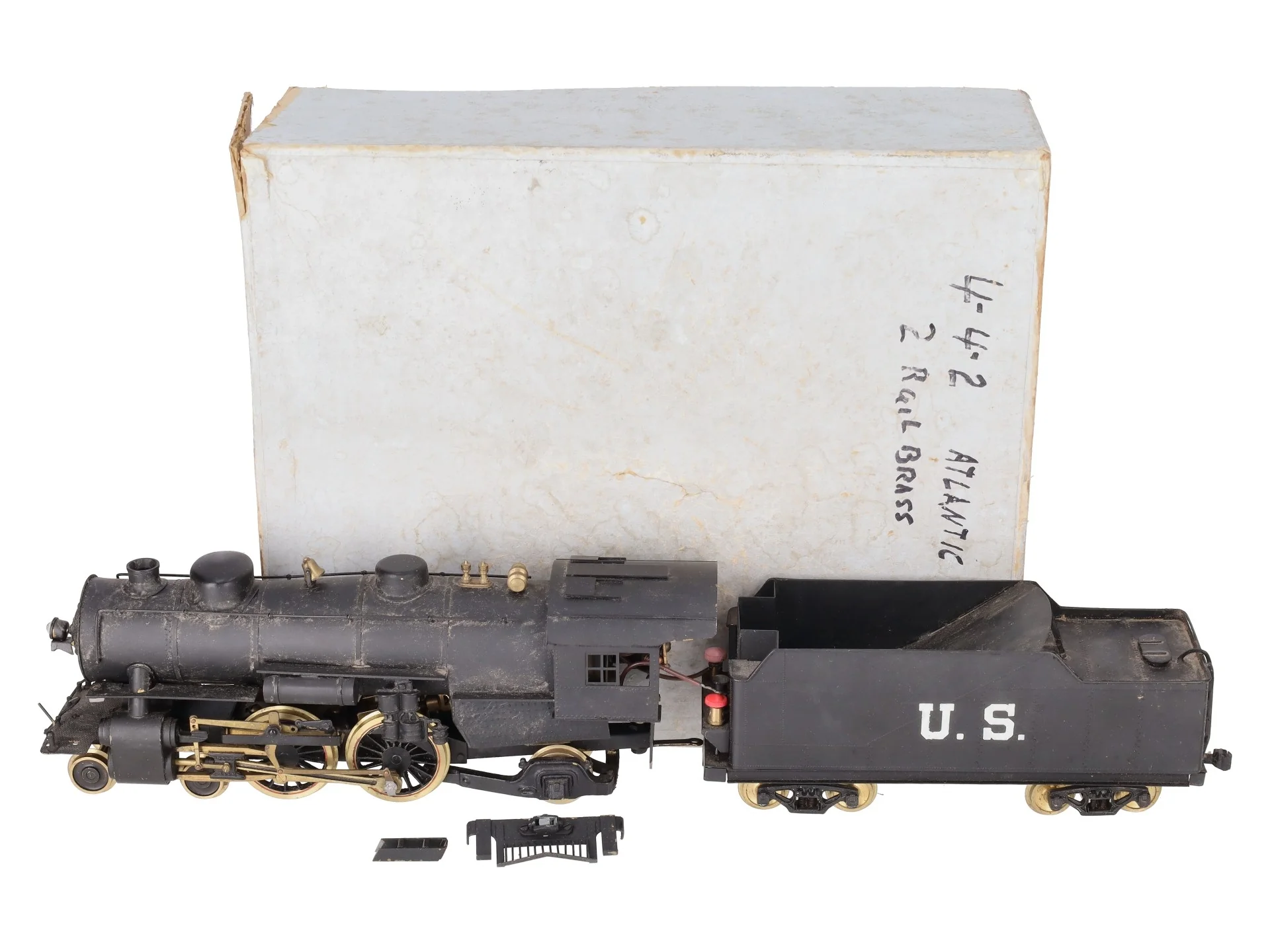 Brass O Gauge 2-Rail 4-4-2 Atlantic Locomotive And Tender VG