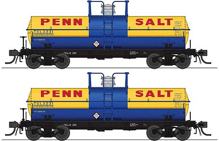 Broadway Limited 6466 HO Penn Salt Blue & Yellow 6000 Gallon Tank (Set of 2) NIB