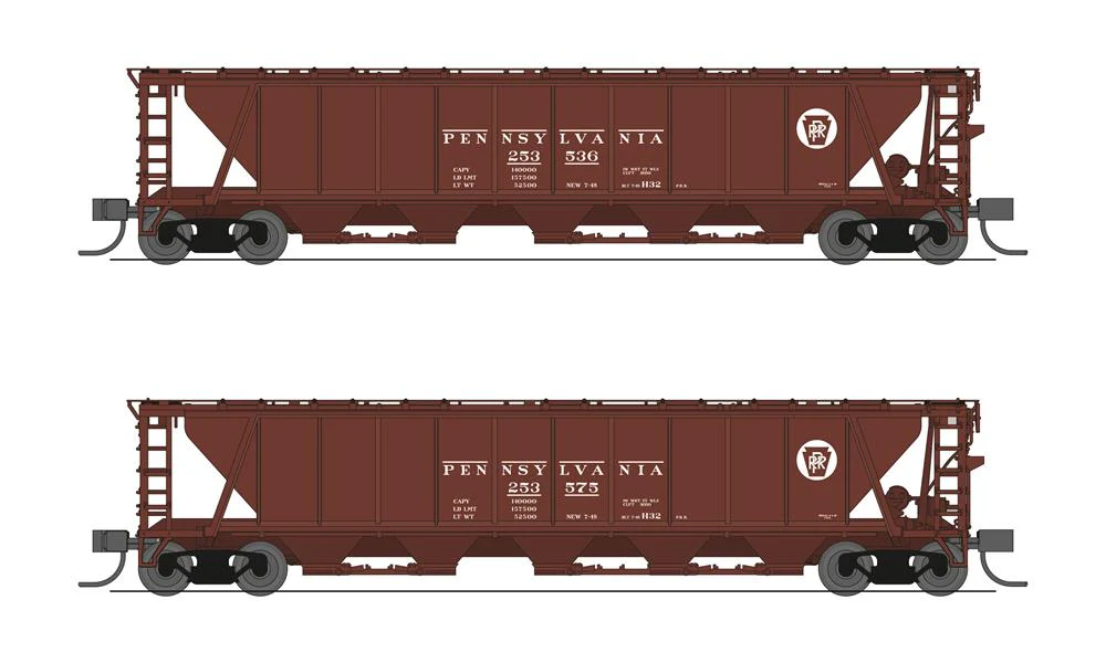 Broadway Limited 7250 N PRR H32 Covered Hopper #253536, #253575 (Set of 2) LN/Box