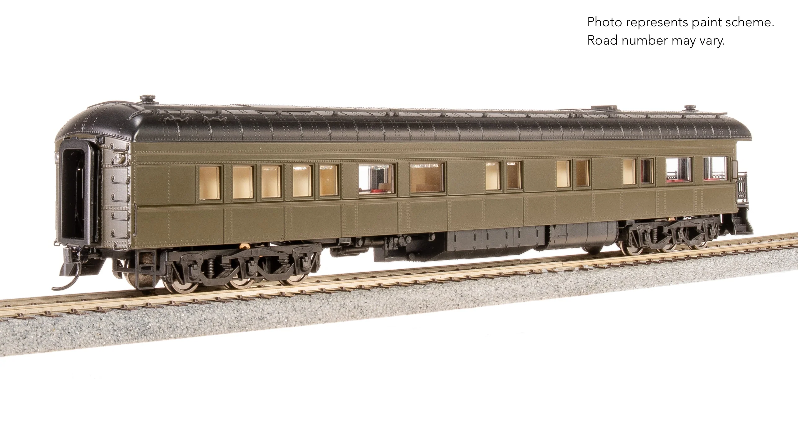 Broadway Limited 8961 HO Unlettered Pullman Green with Balloon Roof Business Car - Image 2
