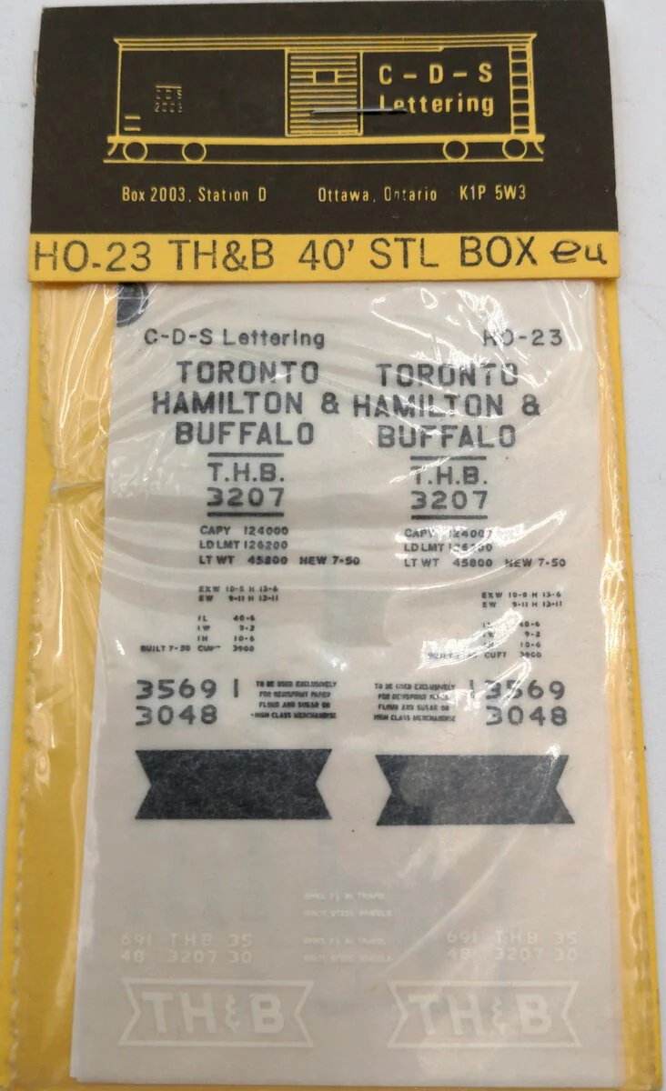 CDS Lettering 23 HO TH&B 40' STL Box Decal
