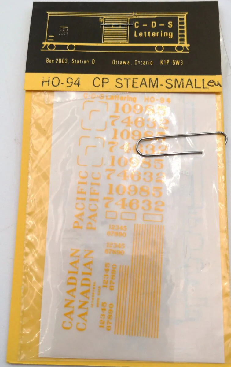 CDS Lettering 94 HO CP Steam Small Decal
