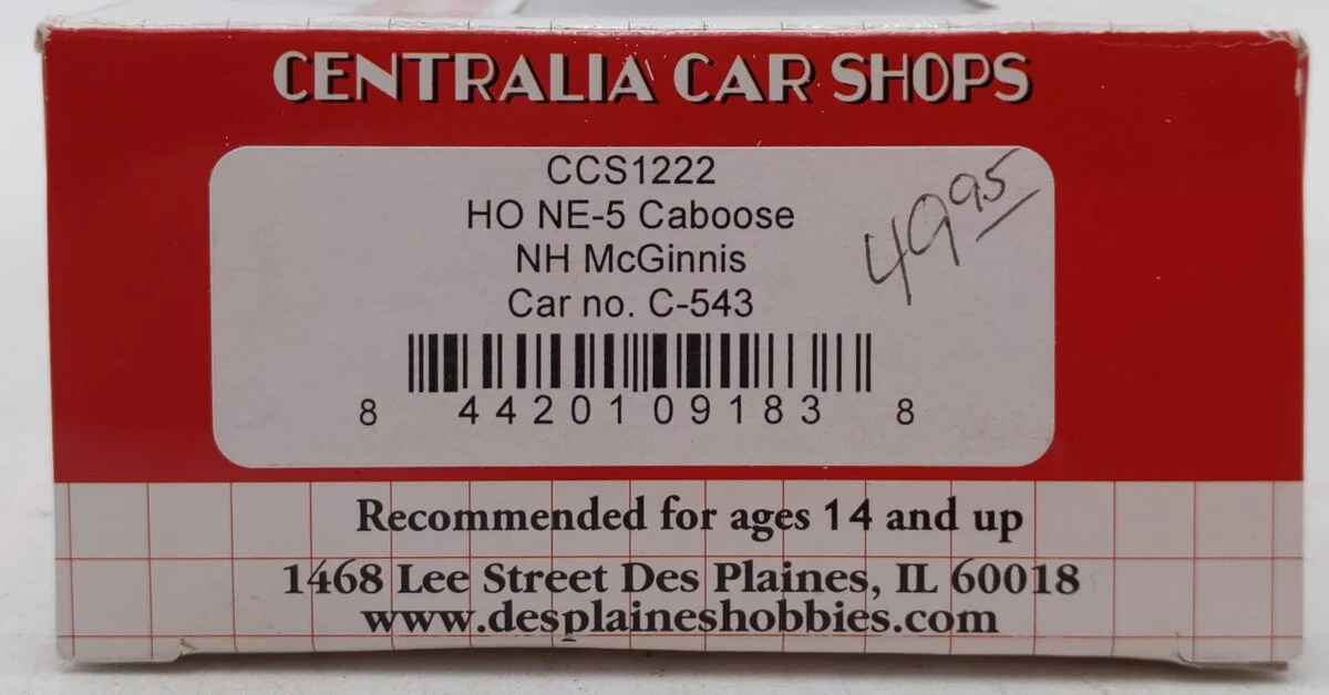 Centralia Car Shops CCS1222 HO New Haven NE-5 Caboose #C-543 LN/Box - Image 8