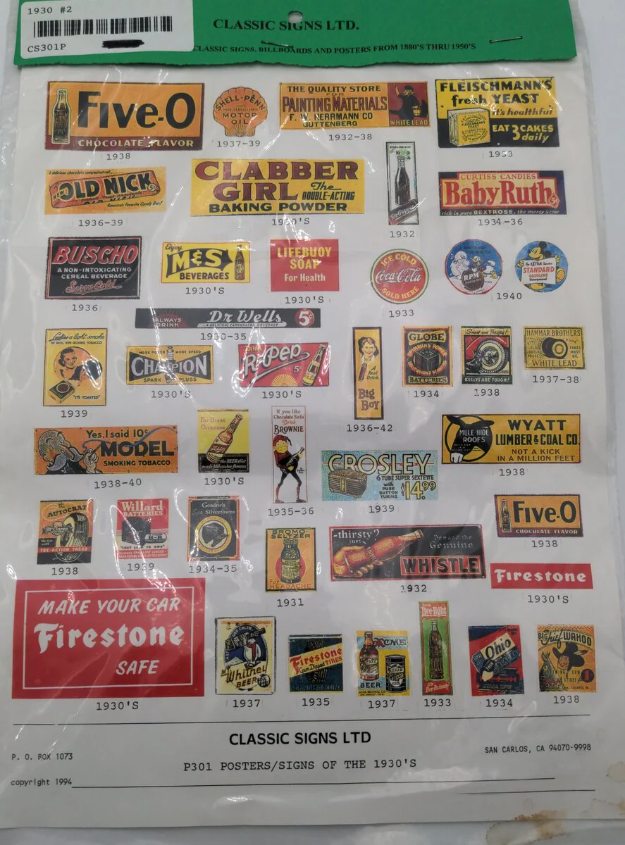 Classic Signs LTD CS301P HO Signs/billboards/posters from 1880s thru 1950s