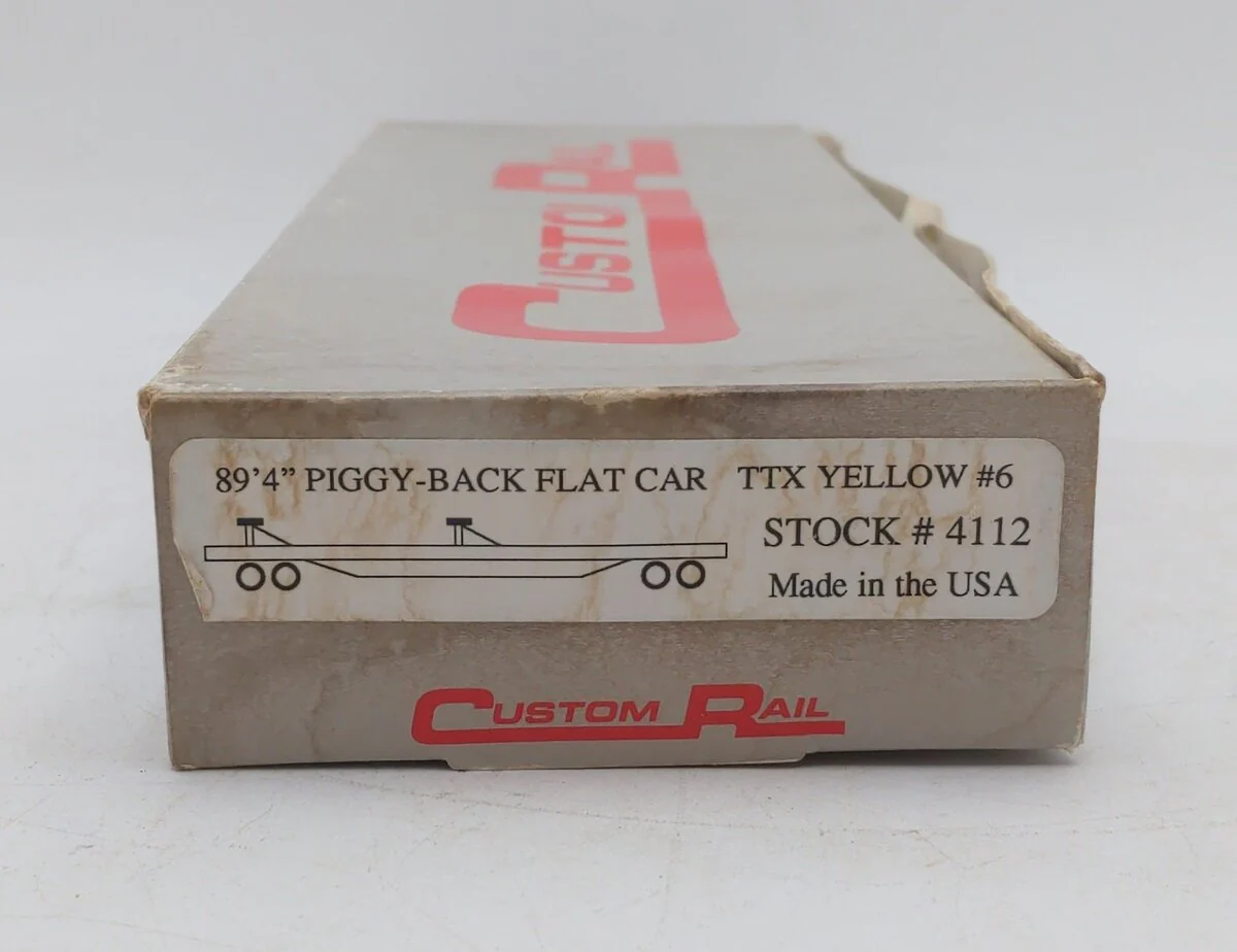 Custom Rail 4112 HO Scale TTX Yellow #6 89'4" Piggy-Back Flatcar Kit EX/Box - Image 3