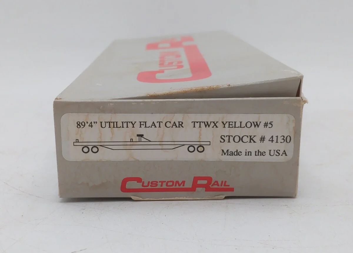 Custom Rail 4130 HO Scale TTWX Yellow #5 89'4" Utility Flatcar Kit LN/Box - Image 3