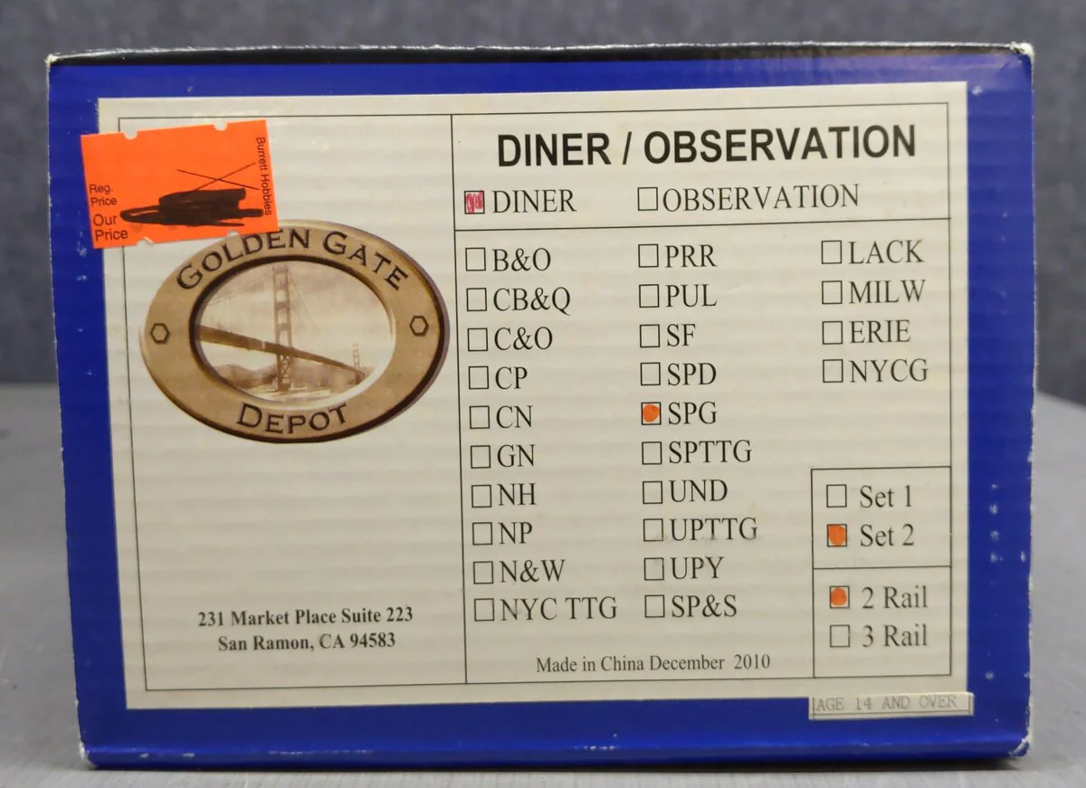 Golden Gate Depot O Southern Pacific 2-Rail Diner Car #10154 EX/Box - Image 5