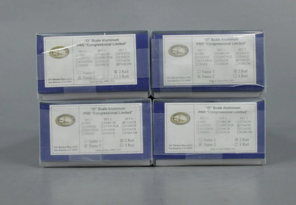 Golden Gate Depot Set 3 O PRR Congressional Aluminum Passenger 2-Rail (Set of 4) MT/Box - Image 5