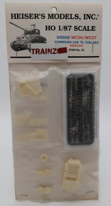 Heiser's Models 51 HO Scale Dodge WC56/WC57 Command Car 3/4 Ton 4x4 Resin Kit