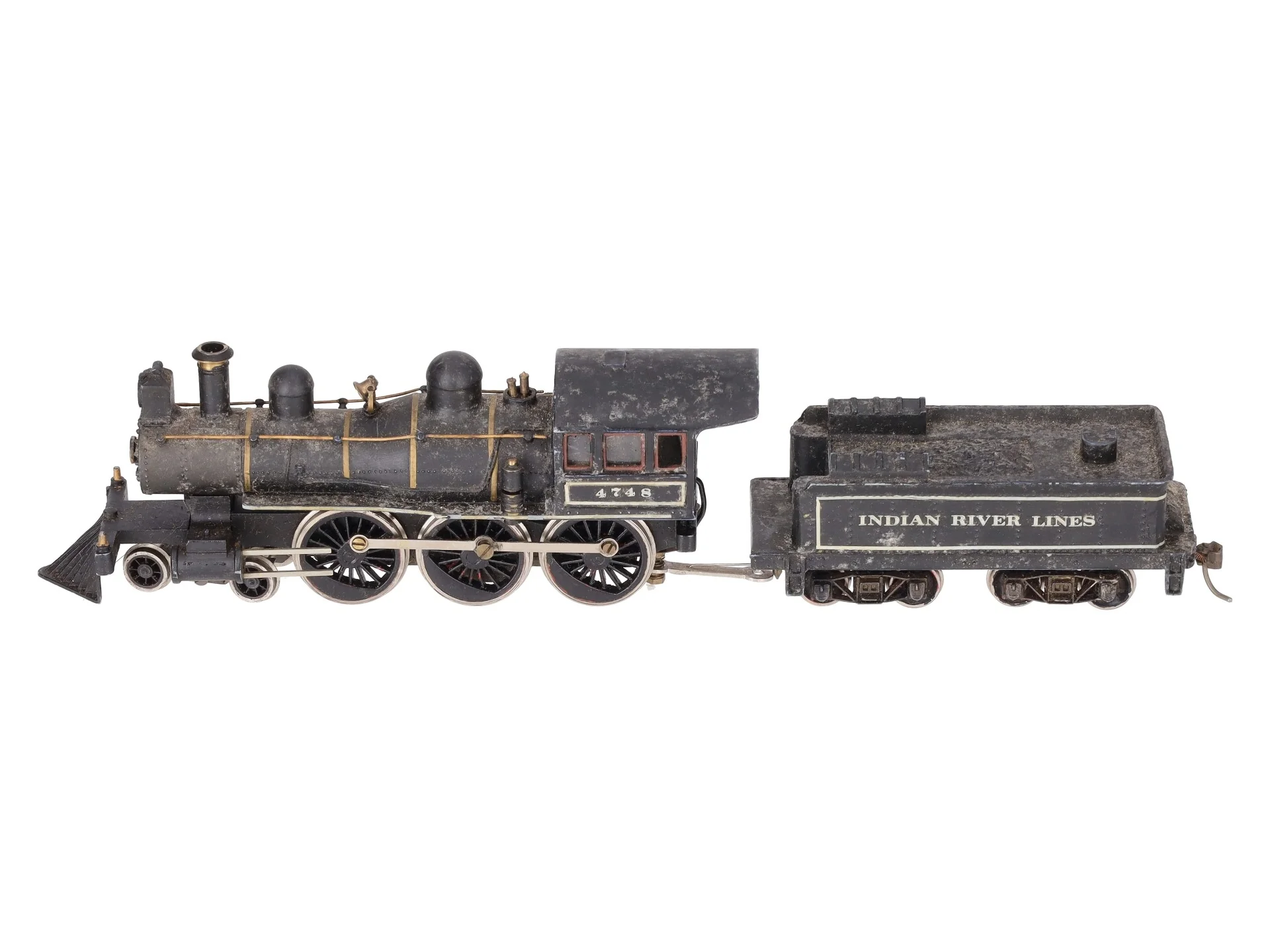 HO BRASS Custom Indian River Lines 4-6-0 Steam Locomotive & Tender #4748 VG
