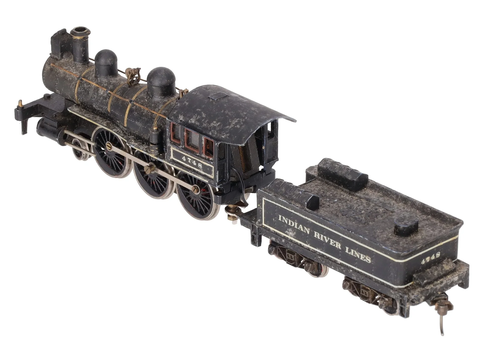 HO BRASS Custom Indian River Lines 4-6-0 Steam Locomotive & Tender #4748 VG - Image 2