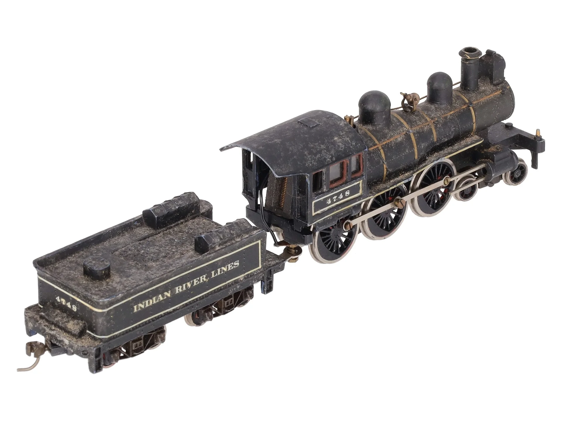 HO BRASS Custom Indian River Lines 4-6-0 Steam Locomotive & Tender #4748 VG - Image 4