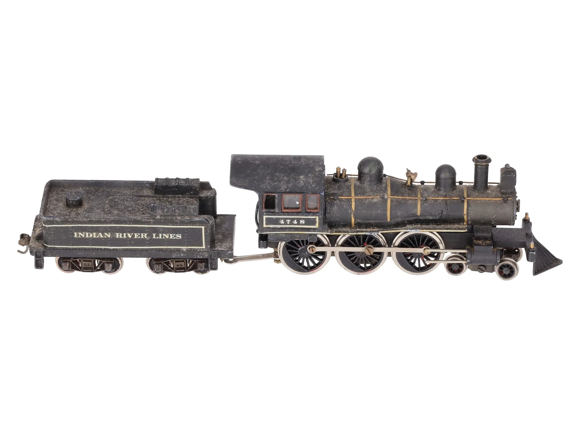 HO BRASS Custom Indian River Lines 4-6-0 Steam Locomotive & Tender #4748 VG - Image 5