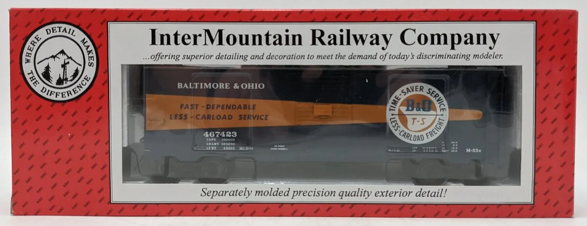 InterMountain 25146S-04 O B&O 1937 AAR 40' Single Door Boxcar #467423 (2-Rail) NIB