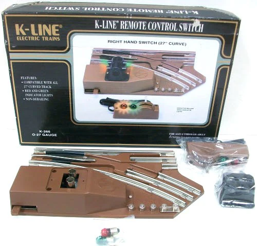 K-Line K-0266 O-27 Gauge 27" Right Hand Remote Control Switch Turnout LN/Box