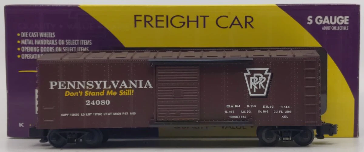 K-Line K511-012 S Gauge Pennsylvania Railroad Boxcar #24080 LN/Box