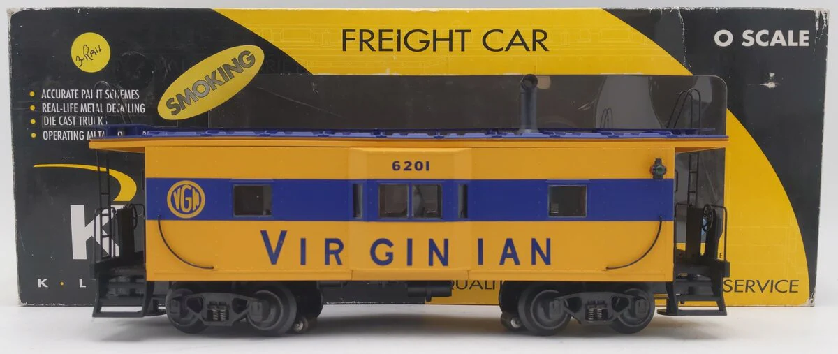 K-Line K612-4461 O Virginian Illuminated Bay-Window Smoking Caboose #6201 EX/Box