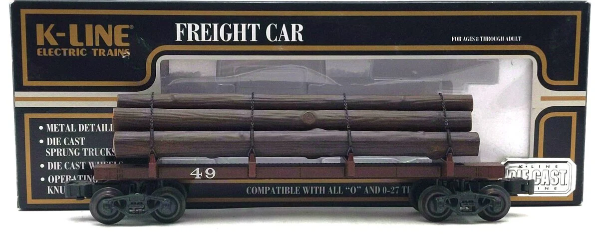 K-Line K663-8013 O Gauge Die Cast Skeleton Car w/ Logs #49 EX/Box
