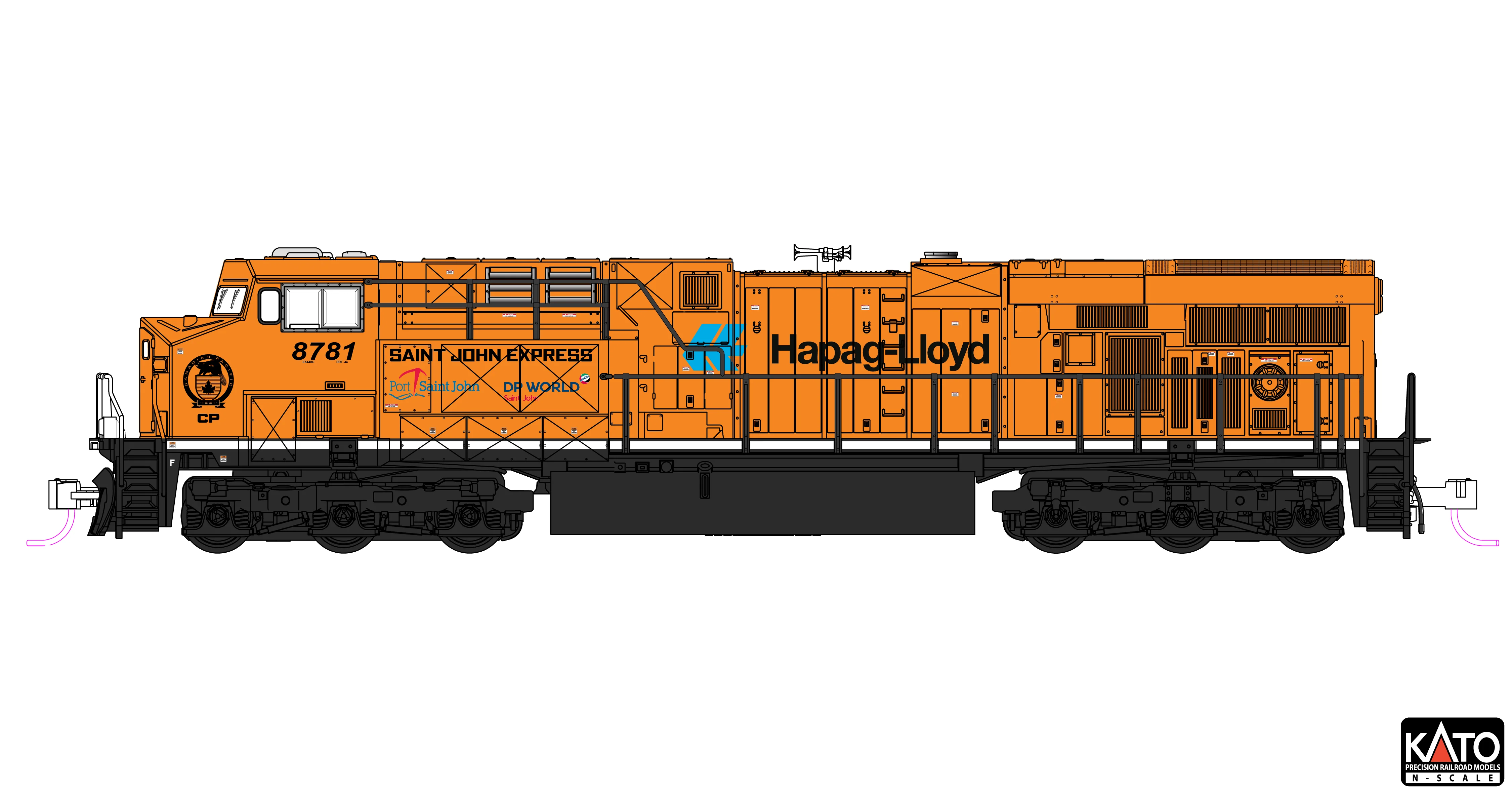 Kato 1768961DCC N CP Hapag-Lloyd GE ES44AC Diesel Locomotive with DCC #8781