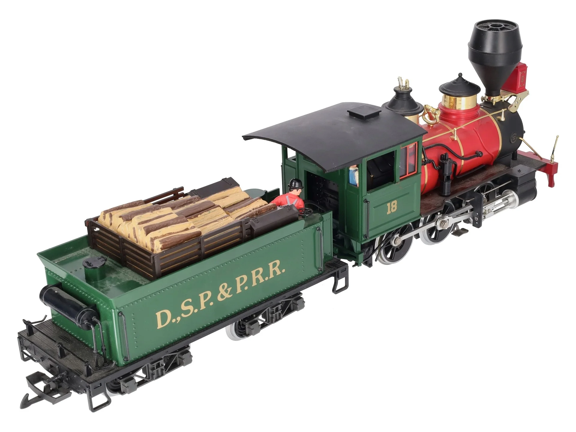 LGB 2018D G Scale DSP&PRR 2-6-0 Mogul Steam Locomotive & Tender #18 VG/Box - Image 9