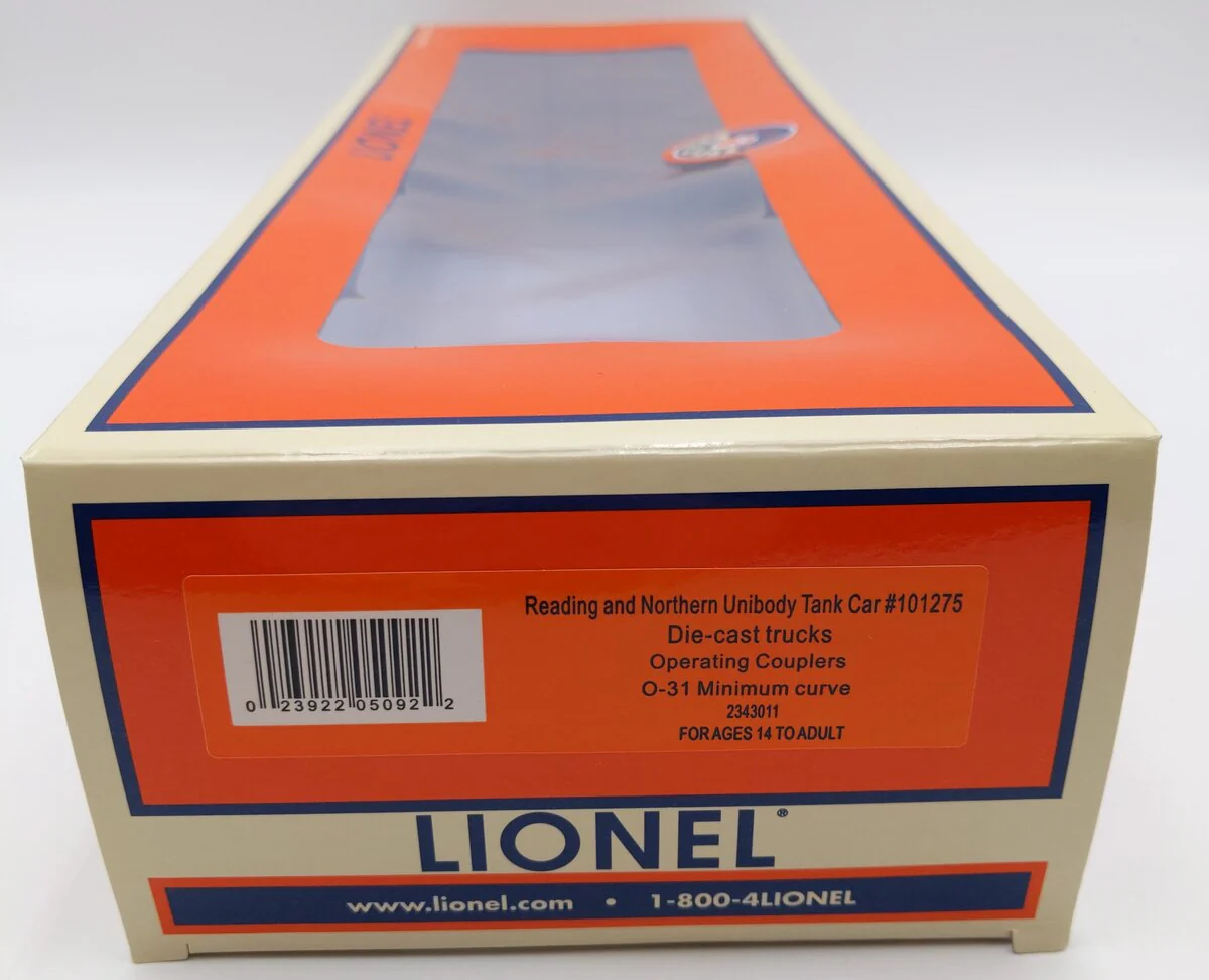 Lionel 2343011 O Reading & Northern Unibody Tank Car #101275 LN/Box - Image 7